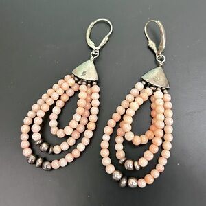 Vintage DTR Jay King Salmon Coral Earrings in 925 Sterling Silver Signed
